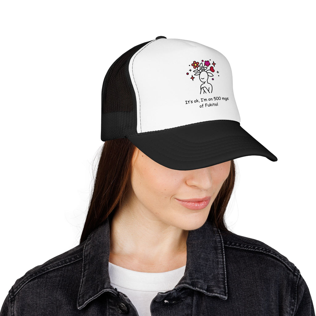 Trucker Hat — Floral Skull Foam Trucker Hat