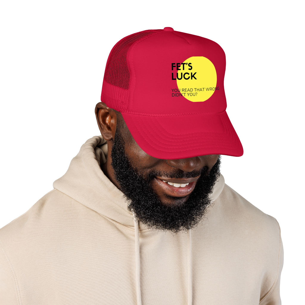 Trucker Hat — 'Let's Luck' Yellow Dot Funny Optical Illusion Cap