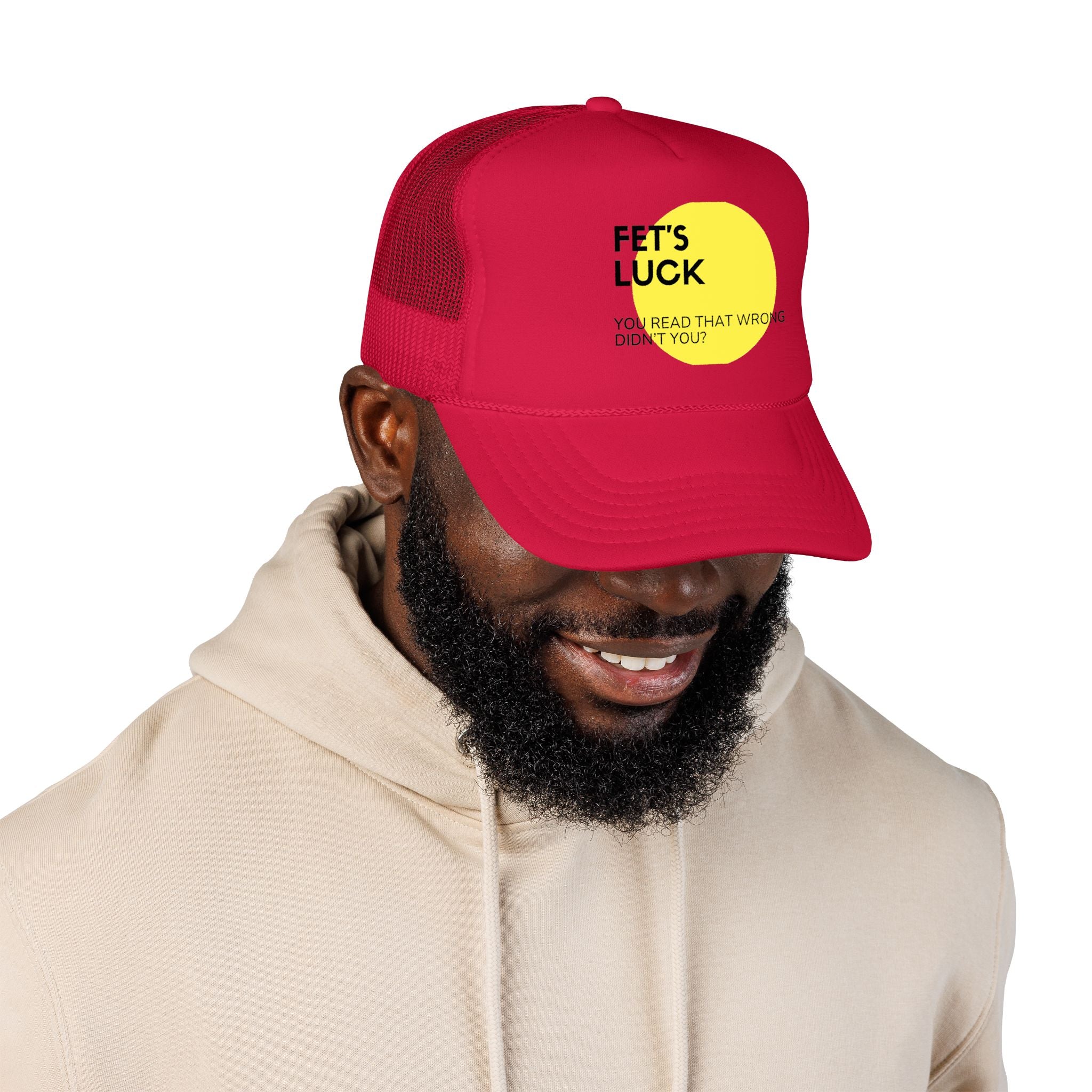 Trucker Hat — 'Let's Luck' Yellow Dot Funny Optical Illusion Cap