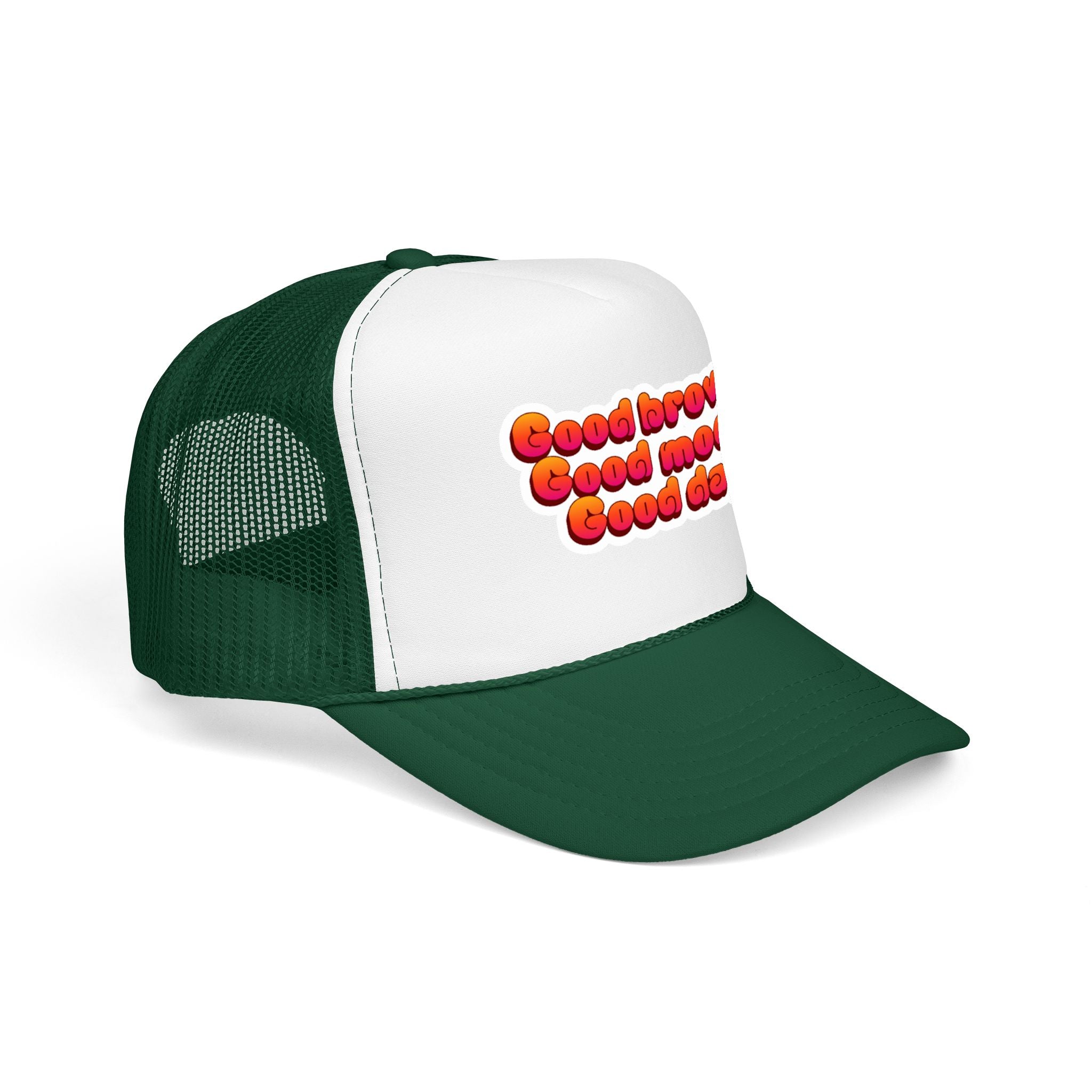 Trucker Hat — "Good Brows Good Mood Good Day" Retro Patch Cap