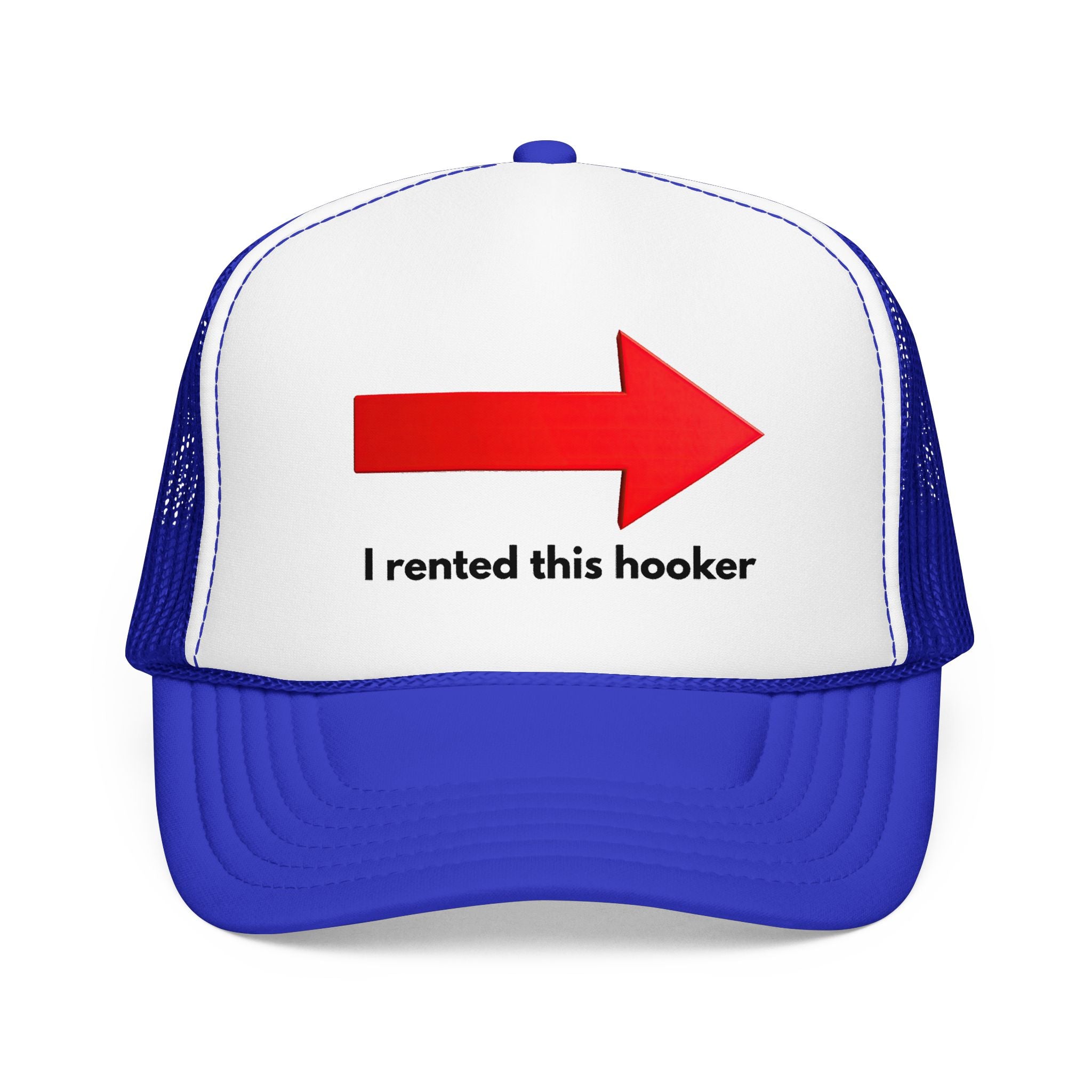 Arrow Trucker Hat — Bold Red Right-Pointing Foam Cap